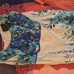 Vibrant Blue and Green Floral Dress